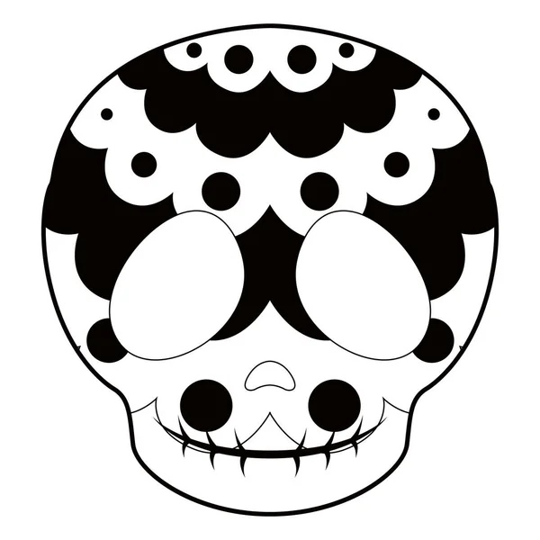 Контур счастливого мексиканского мультфильма о черепе — стоковый вектор