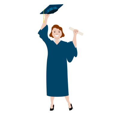 İzole mutlu mezun olan kadın