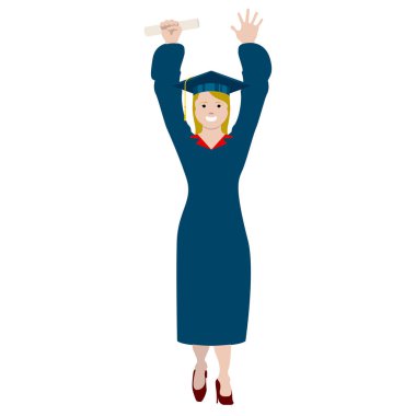 İzole mutlu mezun olan kadın