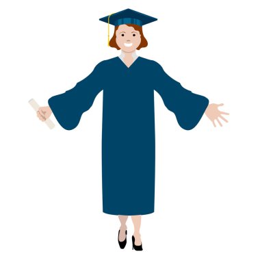 İzole mutlu mezun olan kadın