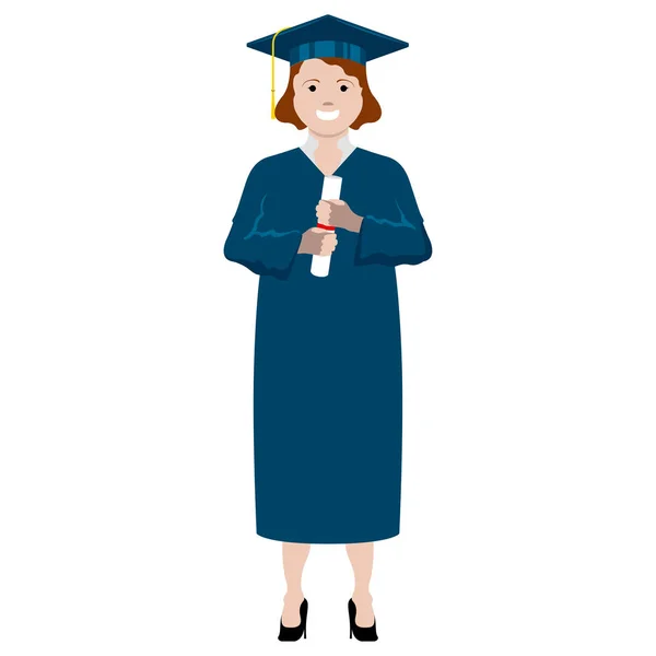 Isolé heureux diplômé femme — Image vectorielle
