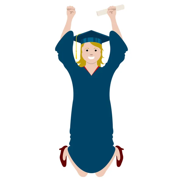 Isolated happy graduating woman — Stock Vector