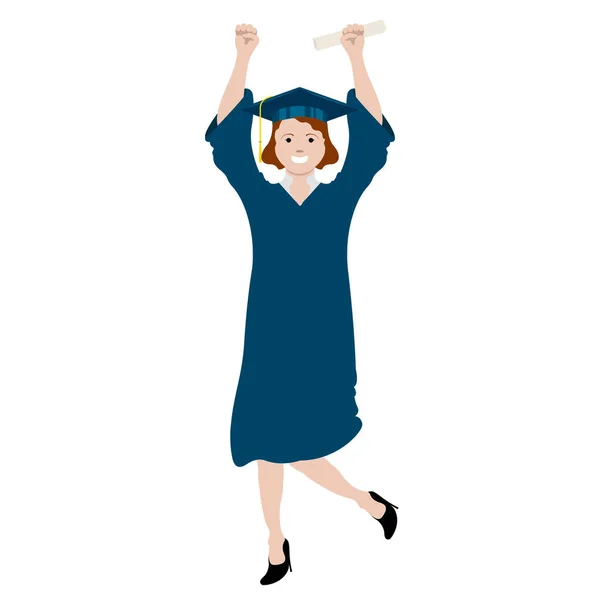 Isolated happy graduating woman — Stock Vector
