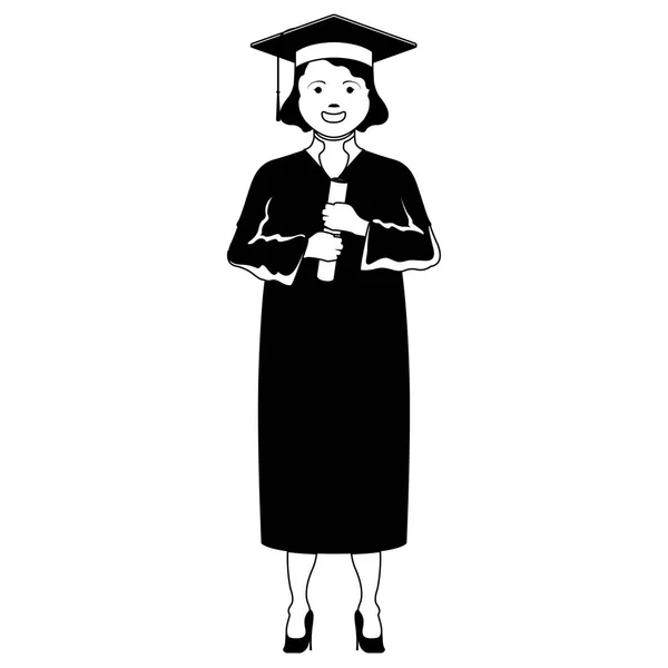 Isolated happy graduating woman — Stock Vector