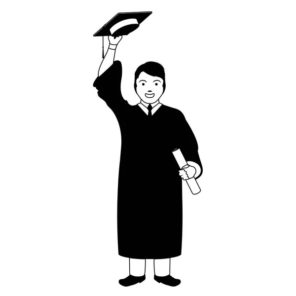 Hombre graduado aislado — Vector de stock