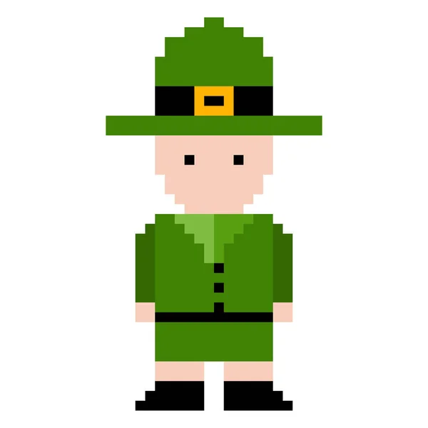 Isolated pixel patrick day elf — Stock Vector