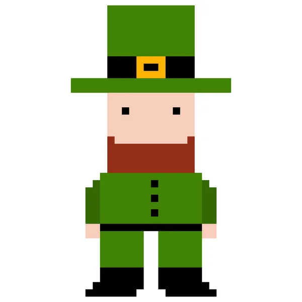 Isolated pixel patrick day elf — Stock Vector