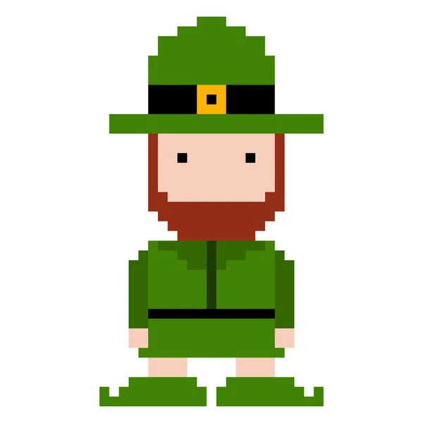 Isolated pixel patrick day elf — Stock Vector