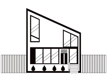 Modern ev tek renkli önden görünümü