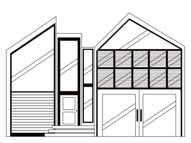 Modern ev tek renkli önden görünümü