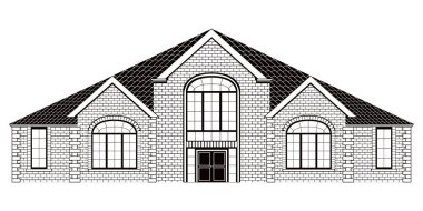 Modern ev tek renkli önden görünümü