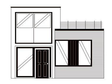 Modern ev tek renkli önden görünümü