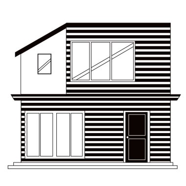 Modern ev tek renkli önden görünümü