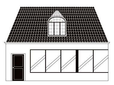 Modern ev tek renkli önden görünümü