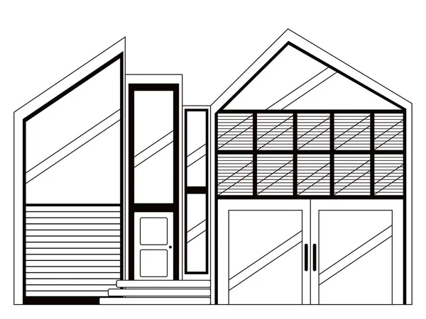 Vista frontal monocromática de una casa moderna — Archivo Imágenes Vectoriales