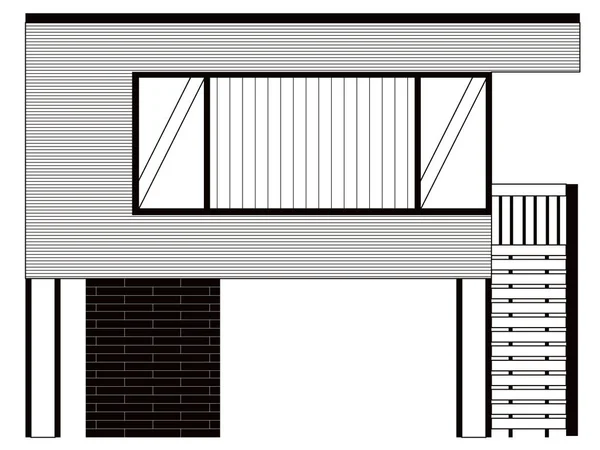 Vista frontal monocromática de una casa moderna — Archivo Imágenes Vectoriales