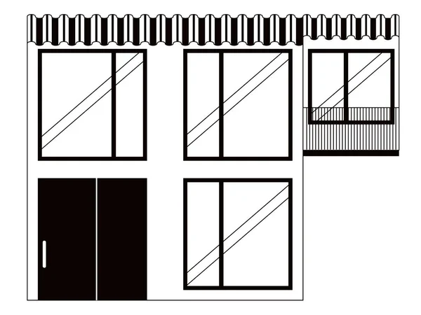 Vista frontal monocromática de una casa moderna — Archivo Imágenes Vectoriales