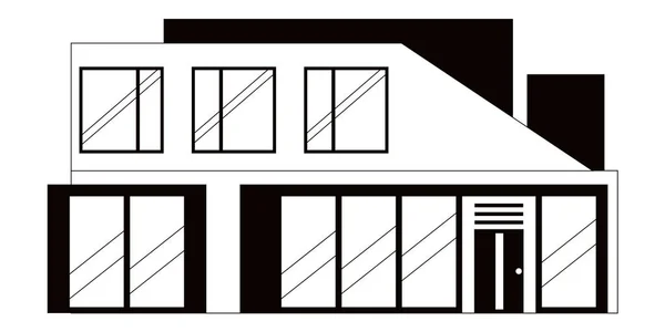 Монохромный вид на современный дом — стоковый вектор
