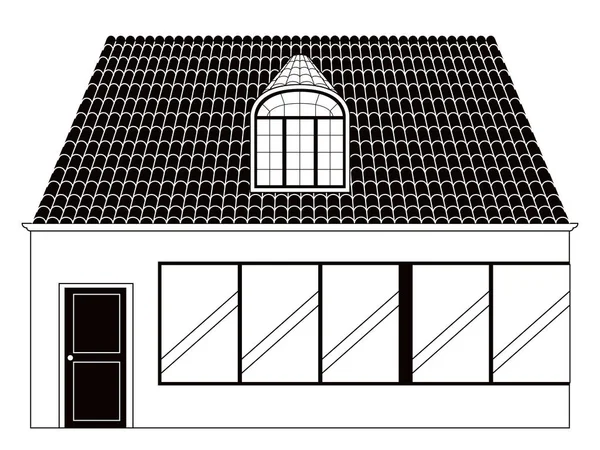 Vista frontal monocromática de una casa moderna — Archivo Imágenes Vectoriales