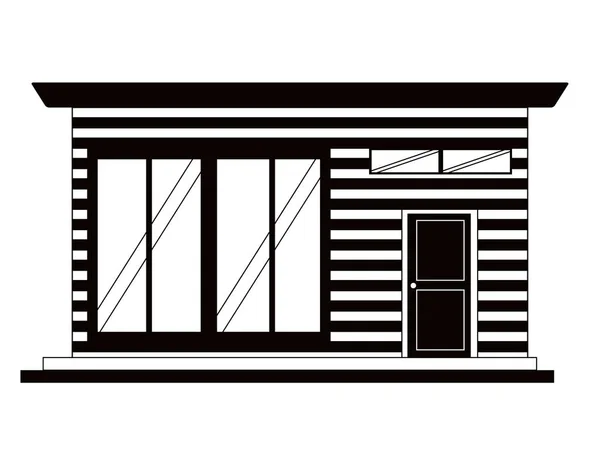 현대 집의 흑백 전면 보기 — 스톡 벡터