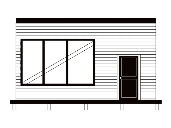 Vista frontale monocromatica di una casa moderna — Vettoriale Stock