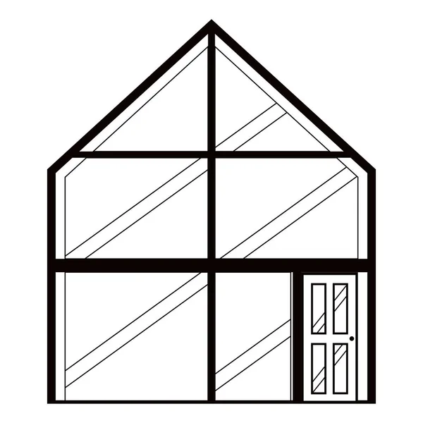 현대 집의 흑백 전면 보기 — 스톡 벡터