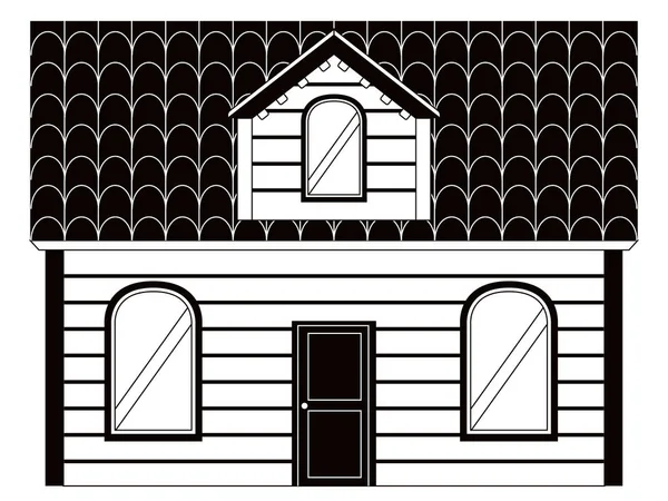 Vista frontal monocromática de una casa moderna — Archivo Imágenes Vectoriales