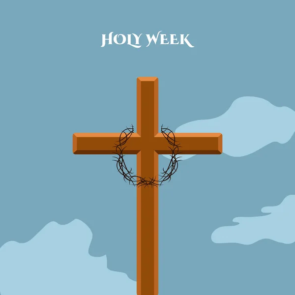 Banner der Heiligen Woche mit Kreuz — Stockvektor