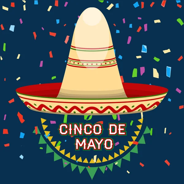 Cinco de mayo cartaz com um chapéu —  Vetores de Stock