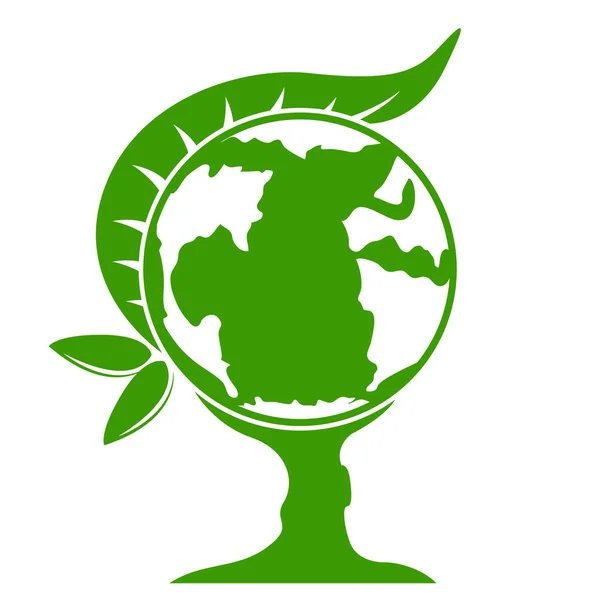 Eath bolygó ikon egy fa — Stock Vector