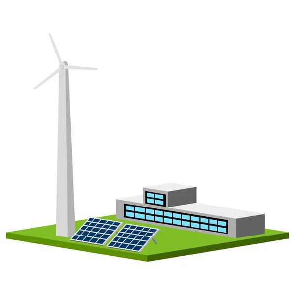 Centrale éolienne et solaire isolée — Image vectorielle