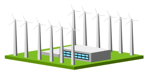 Centrale éolienne isolée — Image vectorielle