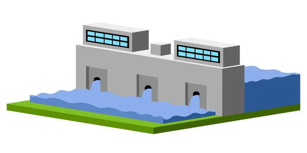 Immagine della centrale idroelettrica isolata — Vettoriale Stock