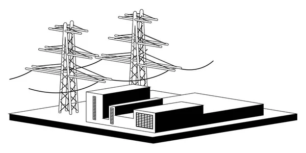 Centrale électrique monochromatique — Image vectorielle