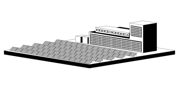 Centrale solaire monochromatique — Image vectorielle