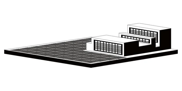 Centrale solaire monochromatique — Image vectorielle