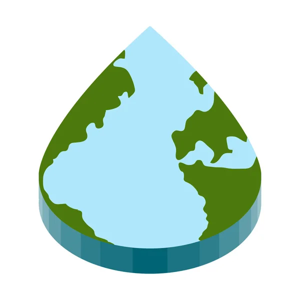 Земля с трехмерной каплей воды — стоковый вектор