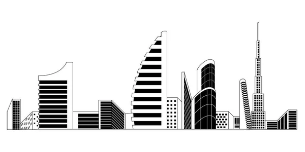 Paisagem urbana monocromática de Dubai — Vetor de Stock