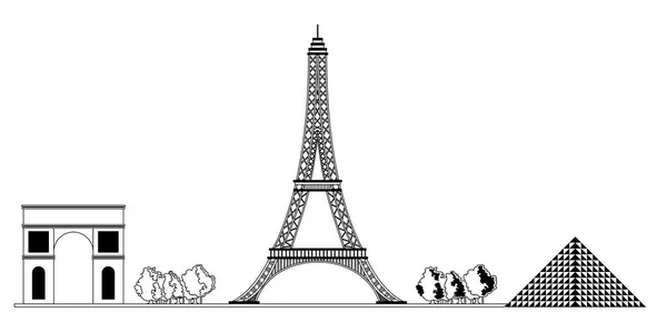 Paisaje urbano monocromático de París — Vector de stock