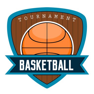 Metin ile izole basketbol amblemi