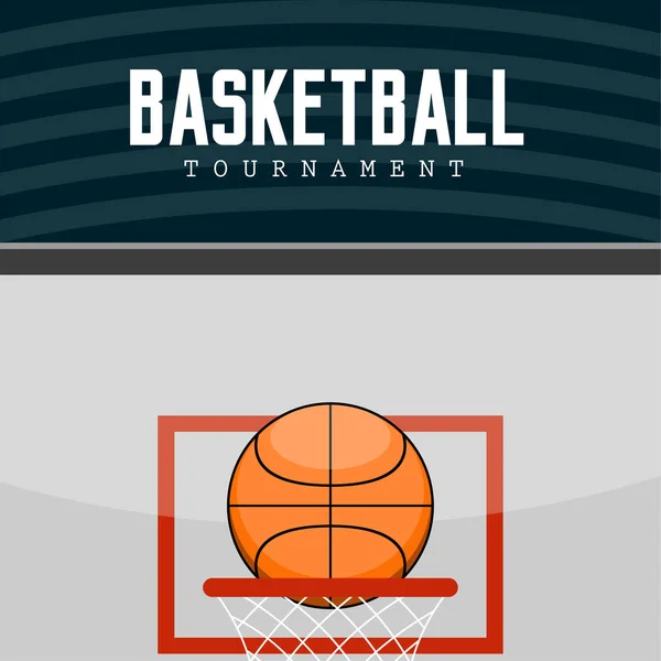 Balón de baloncesto en una red — Vector de stock