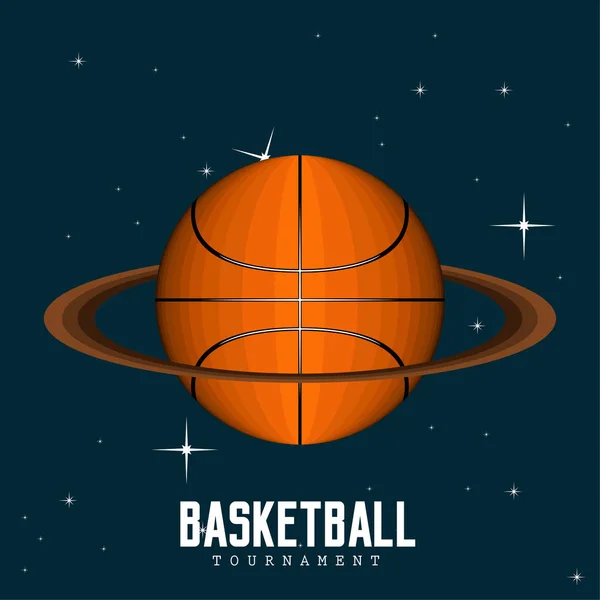 Balón de baloncesto aislado sobre un fondo espacial — Archivo Imágenes Vectoriales