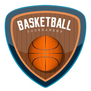 Metin ile izole basketbol amblemi
