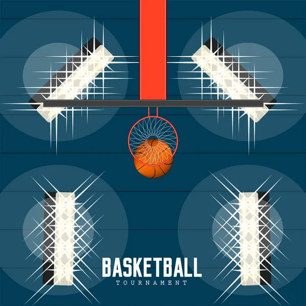 Basketbal lus met bal en verlichting — Stockvector