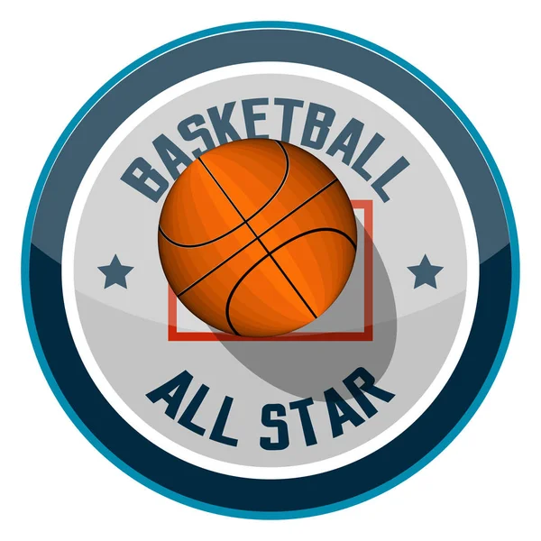 Emblema de baloncesto aislado con texto — Vector de stock