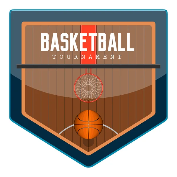 Emblema de baloncesto aislado con texto — Archivo Imágenes Vectoriales