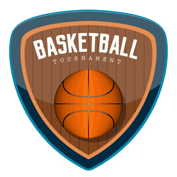 Emblema di basket isolato con testo — Vettoriale Stock