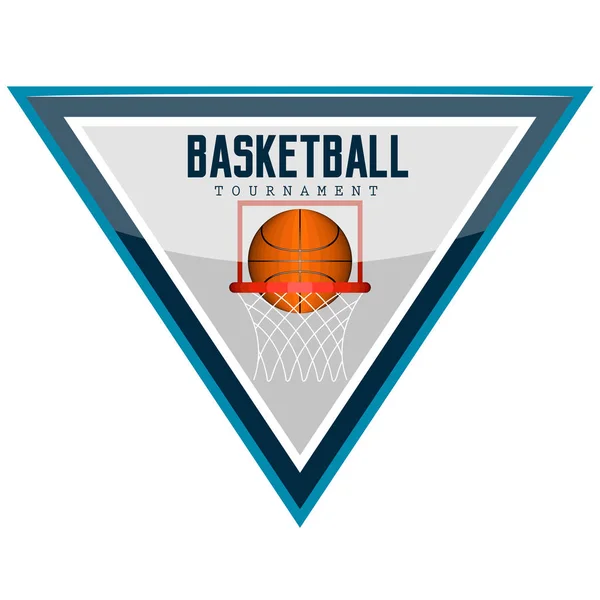 Emblema de basquete isolado com texto — Vetor de Stock