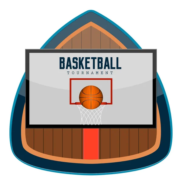 Emblema de baloncesto aislado con texto — Archivo Imágenes Vectoriales