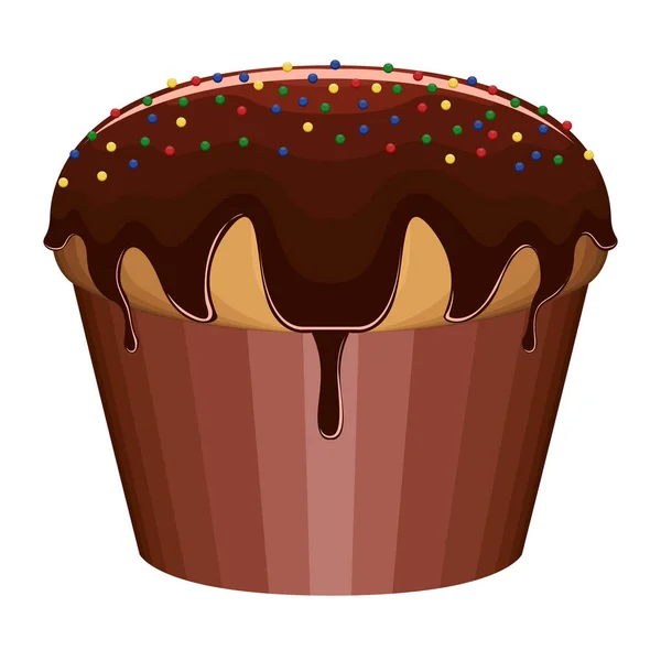 Cupcake met chocolade room — Stockvector